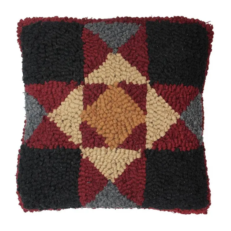 Quilt Square Wool Hooked Pillow – Textured Decorative Accent By Home Collections By Raghu 1