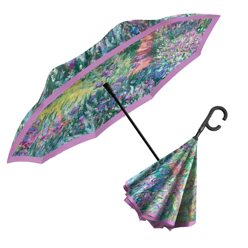 Raincaper Monet'S Garden At Giverny Reverse Umbrella – Impressionist Design 1