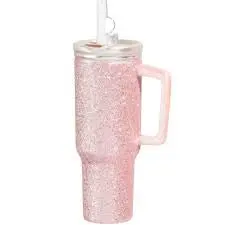 Raz Imports Pink Disco Tumbler Ornament – 5" Glittered Glass Holiday Decoration 1