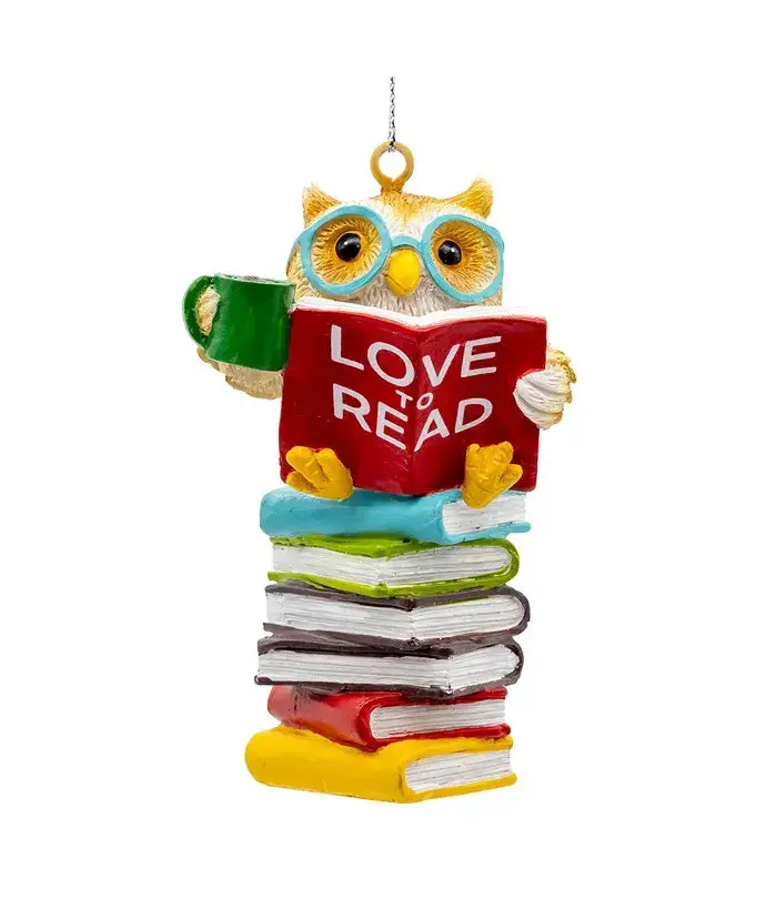 Reading Owl Ornament – Kurt S. Adler, 3.75" Resin 1