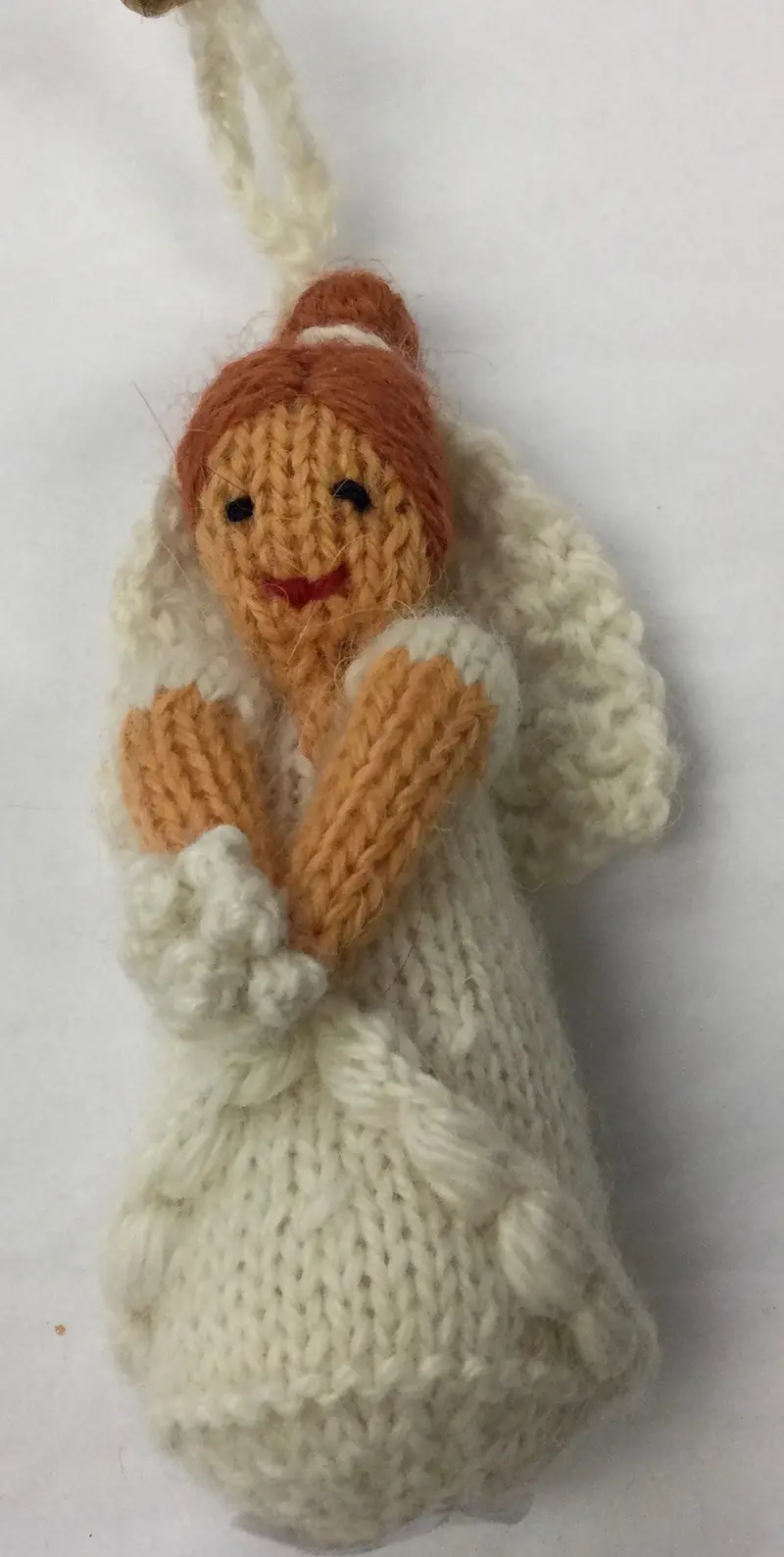 Red-Haired Bride Ornament – Artisan Hand-Knit 1