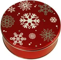 Red Snowflake Holiday Tin – 3-Compartment 1