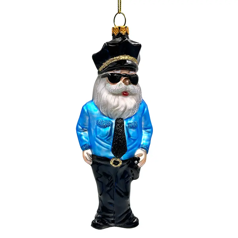 Santa As Police Officer Glass Ornament – Law Enforcement Christmas Decor 1
