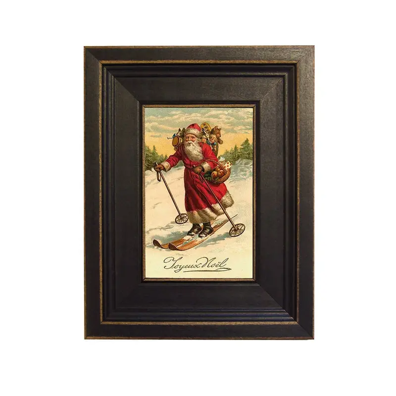 Santa On Skis Framed Canvas Print – Madison Bay Co. Winter Artwork 1