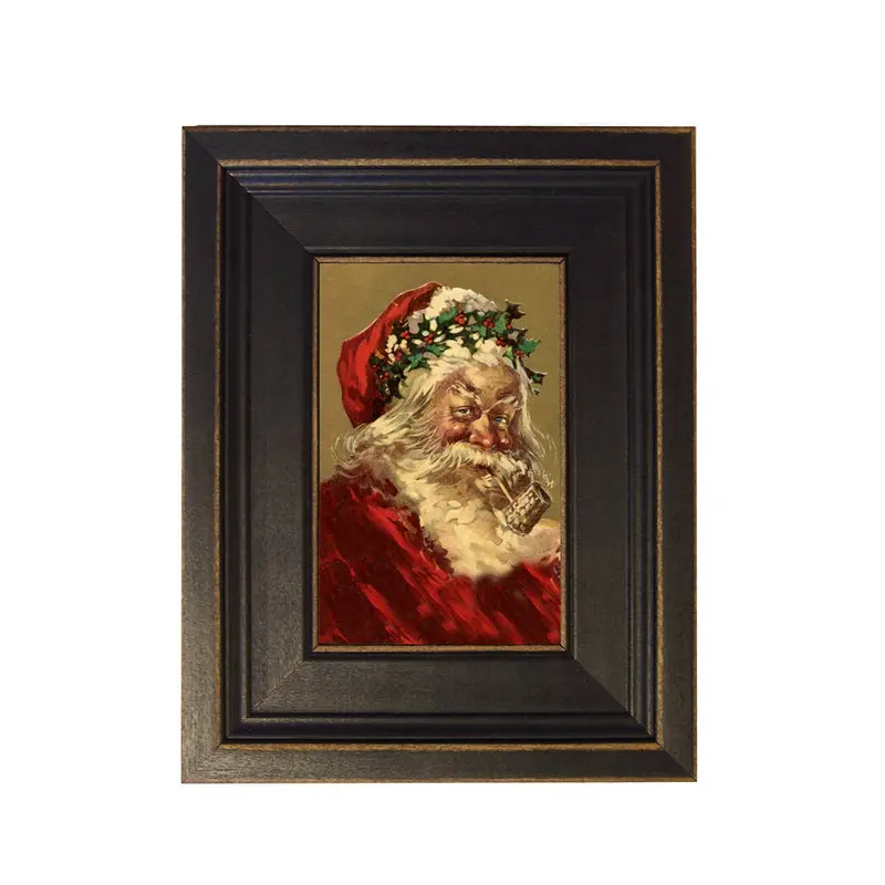 Santa With Corncob Pipe Oil Painting – Classic Framed Canvas Decor 1