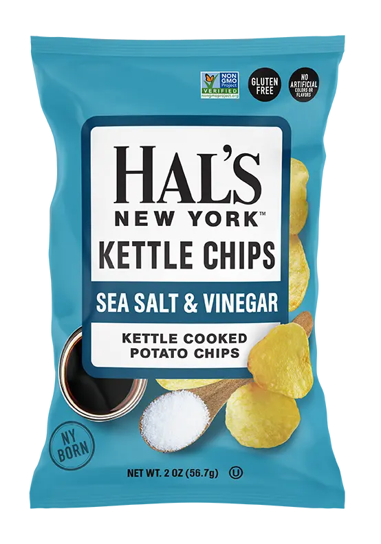 Sea Salt & Vinegar Potato Chips – 2 Oz Bag, Hal’S New York 1