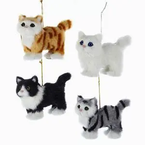 Set Of 4 Assorted Plush Cat Holiday Ornaments 1