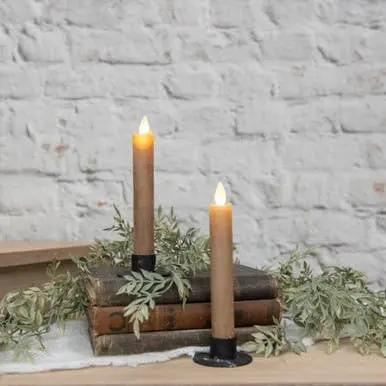 Set Of Two 6.75-Inch Moving Flame Beige Taper Candles By Ragon House 1