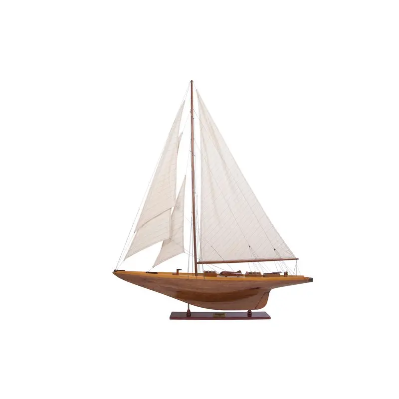 Shamrock-Themed Wooden Yacht Model – Nautical Keepsake 1