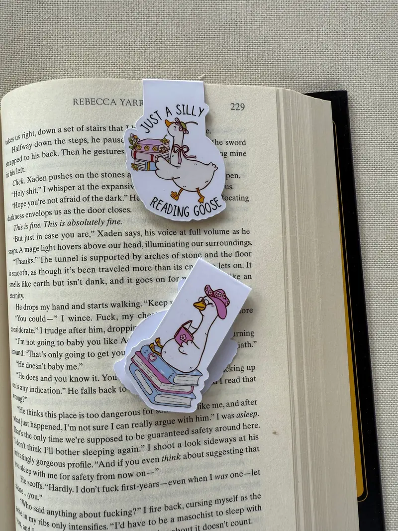 Silly Goose Reading-Themed Magnetic Bookmark 1