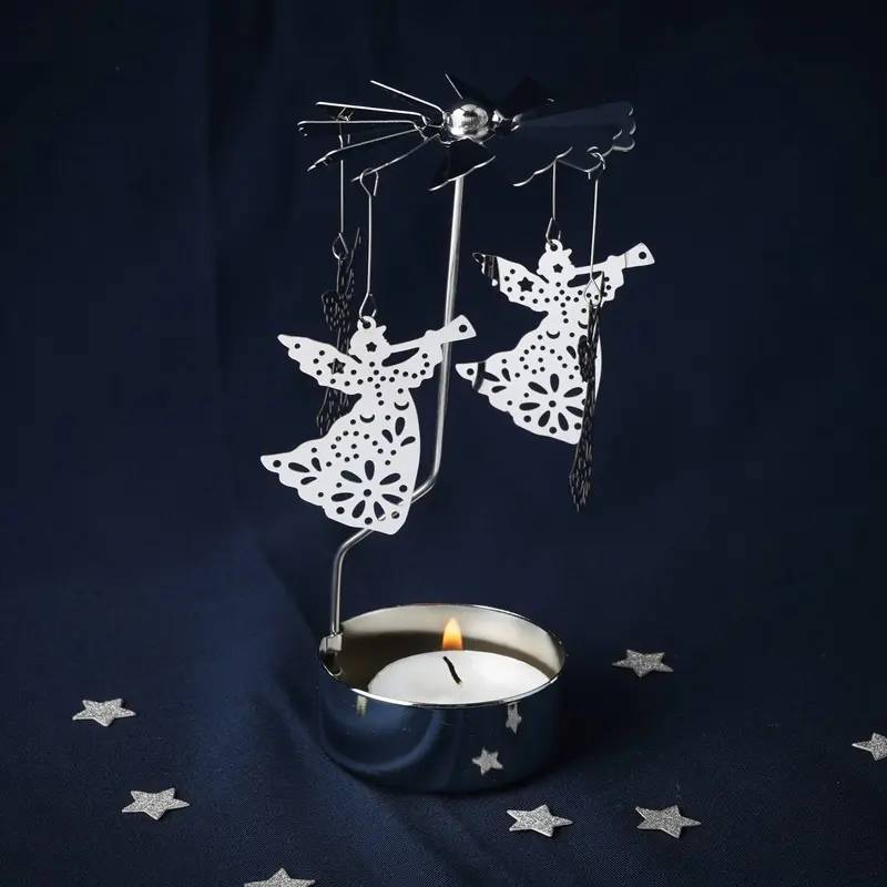 Silver Christmas Angel Tealight Spinner – Cgb Giftware 1