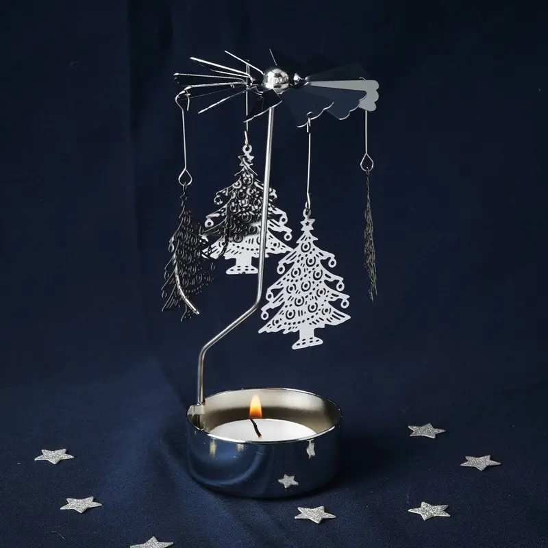 Silver Christmas Tree Tealight Spinner By Cgb Giftware 1