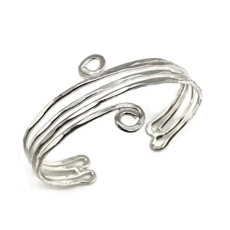 Silver-Plated Small Spiral Cuff Bracelet – Adjustable Fit 1