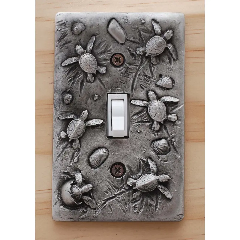 Single-Position Sea Turtle Hatchling Switch Plate – Solid Pewter 1