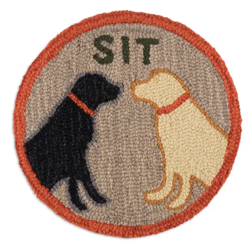 Sit Or Stay 14-Inch Round Hooked Wool Chair Pad By Chandler4Corners 1