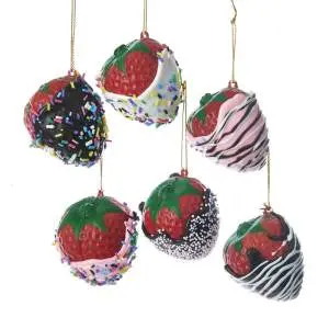 Six-Piece Chocolate-Covered Strawberry Ornament Assortment 1