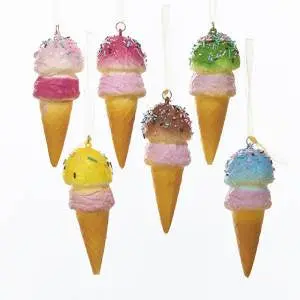 Six-Piece Foam Ice Cream Cone Ornament Assortment 1