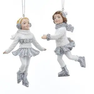 Skating Girl Ornament – 4.5-Inch Silver And White Metallic Holiday Figurine 1
