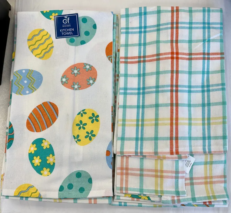 Spring Easter Egg And Plaid-Themed Towel Set 1