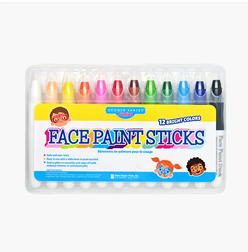 Studio Series Junior Face Paint Sticks – 12-Color Safe Cosmetic Kit 1