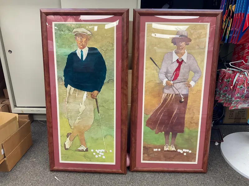 Tall Vintage Golfers Framed Print – 16.5" X 33" Portrait 1