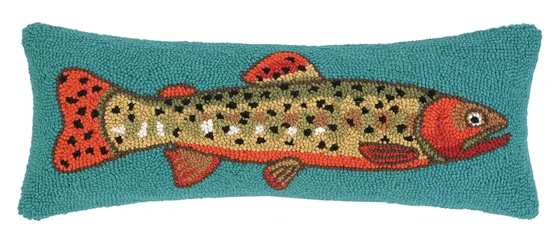 Trout Fishing Hook Pillow – Nature-Inspired Decorative Cushion 1