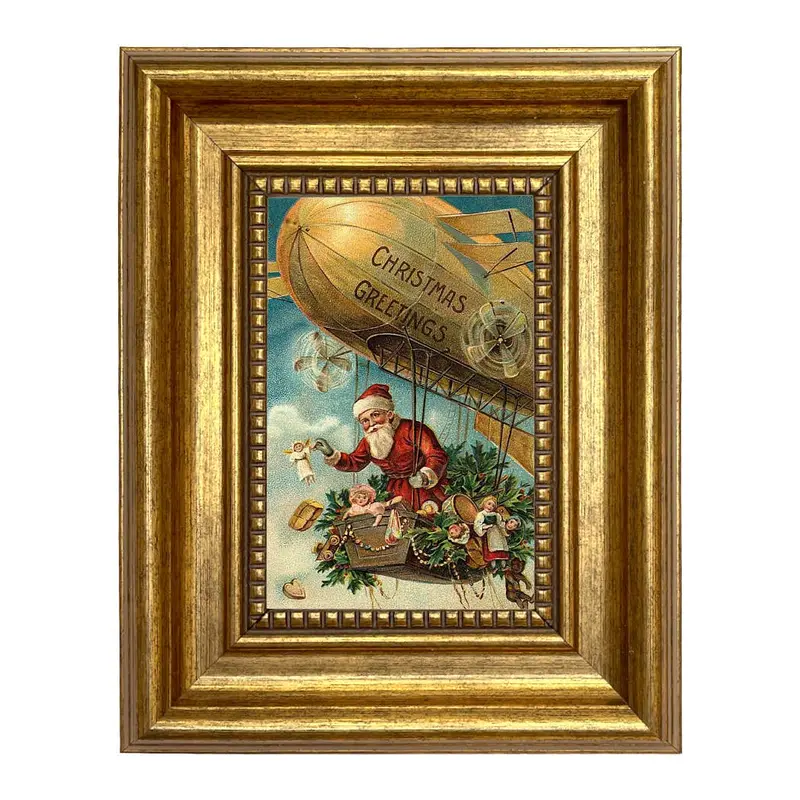 Victorian Santa In Flying Machine Art Print – Framed Canvas Reproduction 1