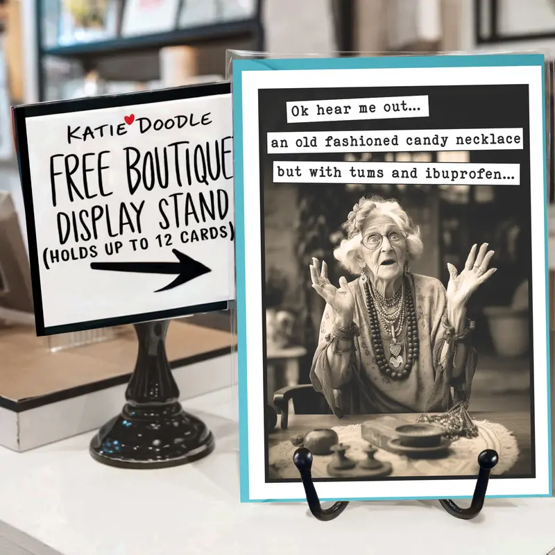 Vintage Get Well Soon Card With Complimentary Display Stand – Katie Doodle 1