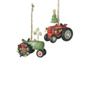 Vintage-Style Tractor Ornament – 3.25" Resin Design 1
