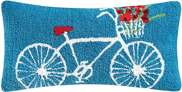 White Bicycle Themed Decorative Pillow 1