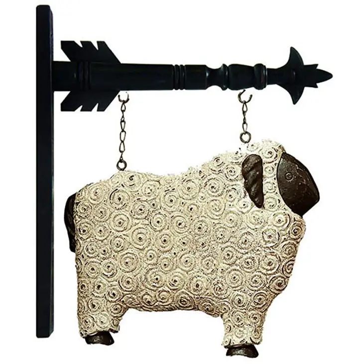 White Resin Sheep Figurine With Black Face – Arrow Accent Replacement 1