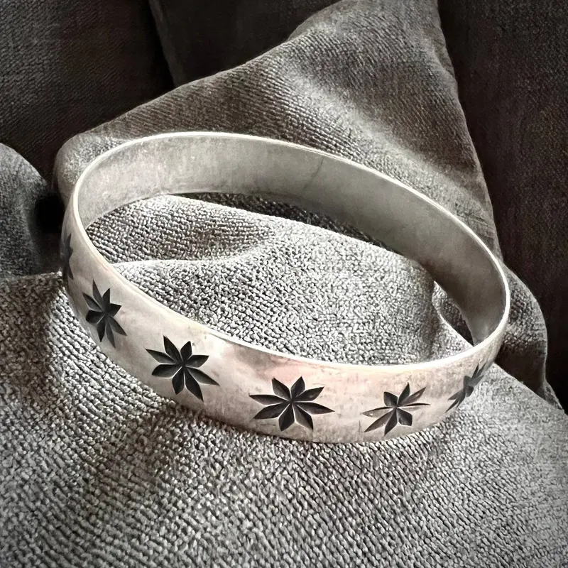 Wide Silver Star Bangle Bracelet – Bold Johnnygirl Jewelry, Style B-0004 1