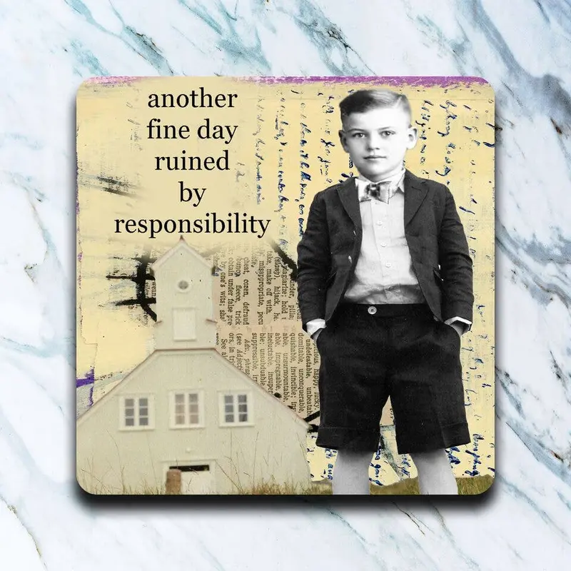 Witty 'Ruined By Responsibility' Ceramic Coaster 1