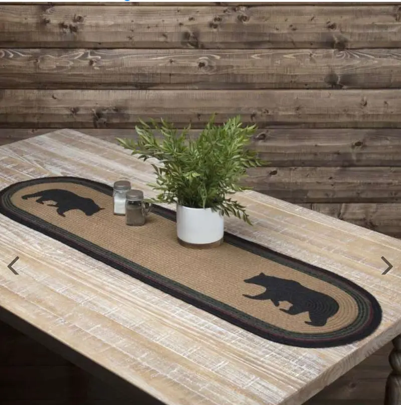 Wyatt Stenciled Bear Oval Jute Runner – 13X48 Inches (Oak & Asher Rustic) 1