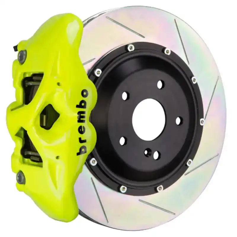 Brembo Rear Gt Big Brake Kit For Porsche Cayenne Turbo (2011–2018) – 380X28Mm Slotted Two-Piece Rotors, Fluorescent Yellow Calipers 1