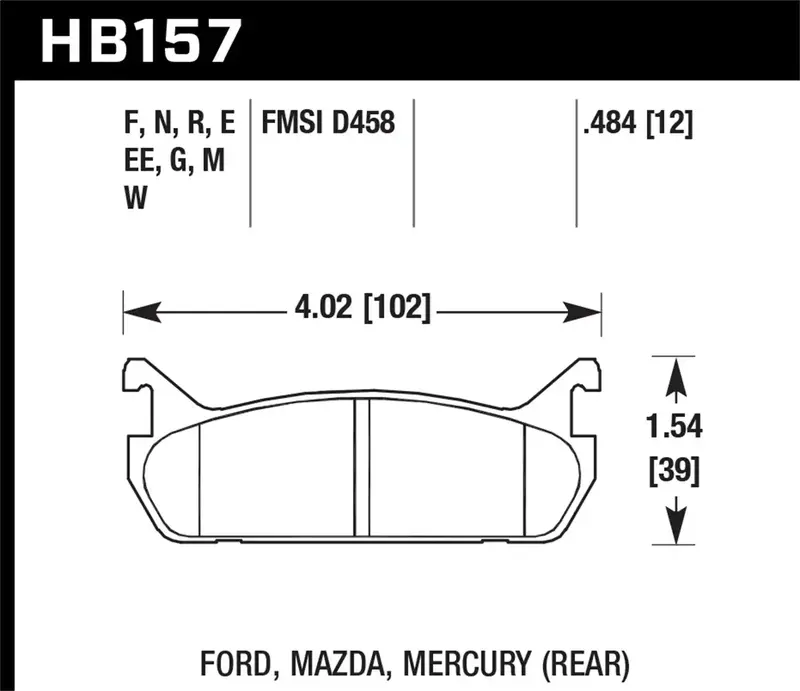Hawk Performance Hb157F.484 Hps High-Performance Street Brake Pads – 0.484" Thickness 1